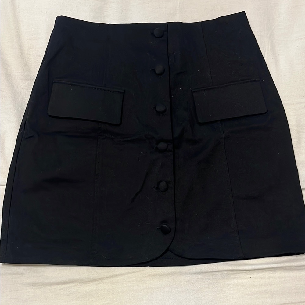 Black Button-Front Skirt